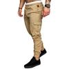 Plus Size Men Casual Solid Color Waist Drawstring Multi Pockets Long Cargo Pants