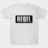 Men Black Print T-shirt Rebel No-Cut Transfer Paper Print Cotton Tshirt