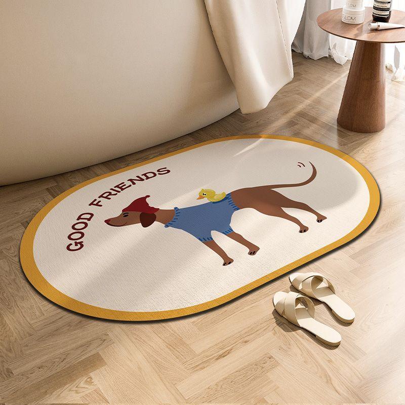 Bathroom Floor Mat Next To the Bathtub, Diatom Mud Absorbent Foot Mat, Bathroom Oval Anti-splash Mat, Bathroom Non-slip Carpet