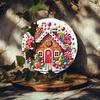1pc Christmas Gingerbread House Metal Sign, Holiday Round Tin Plate Wall Art, Vintage Candy Decor for Home Bar Cafe