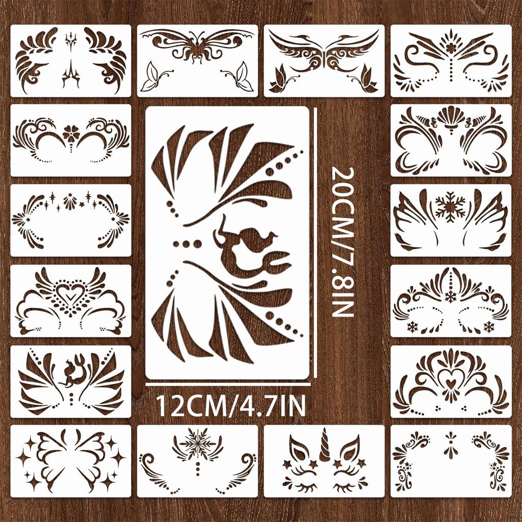 16x Face Paint Stencils Templates, Practical Facial Painting Stencils, Reusable for