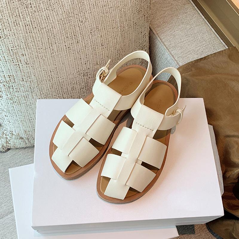 

Grape mother summer new fashionable round head bottom wide surface breathable adjustable sandals bag head pig cage shoes women 35