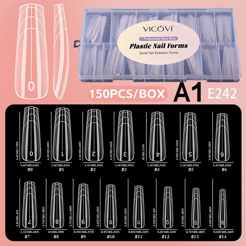 

150 шт./коробка Двойные формы для ногтей Квадратные Коффин Миндалевидные Форма для наращивания ногтей Типсы для накладных ногтей УФ-гель Форма для быстрого наращивания Маникюрный инструмент A1