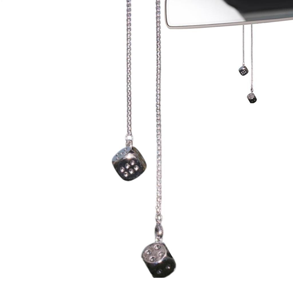 Dice Car Hang Ornaments, Dice Car Rearview Mirror Pendant, Metal Dice Shaped Pendant, Dice