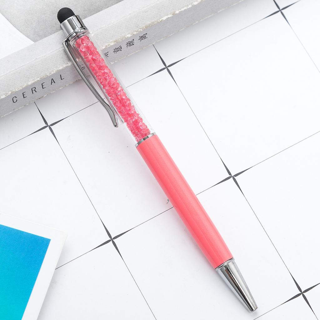 100Pcs/Lot 2 In 1 Crystal Metal Ballpoint Pen Fashion Creative With Stylus Touch Pen Free Custom Logo Name Website Address