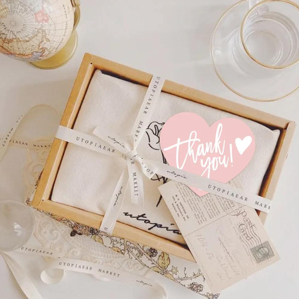 200/100/50Pcs 5 Styles Pink Heart Shaped Thank You Tags Heart Shaped Greeting Labels,DIY Decoration Card For Small Business