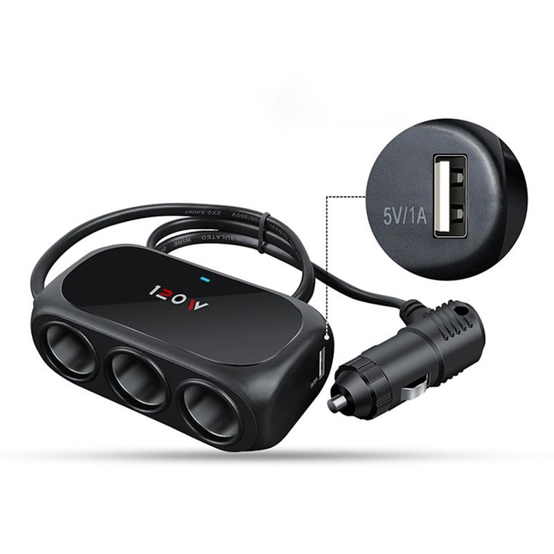 Divisore Accendisigari per Auto a 3 Prese Caricatore Rapido Dual USB per Auto 120W 12V 24V Adattatore Caricabatteria per Auto per Telefono GPS Dashcam