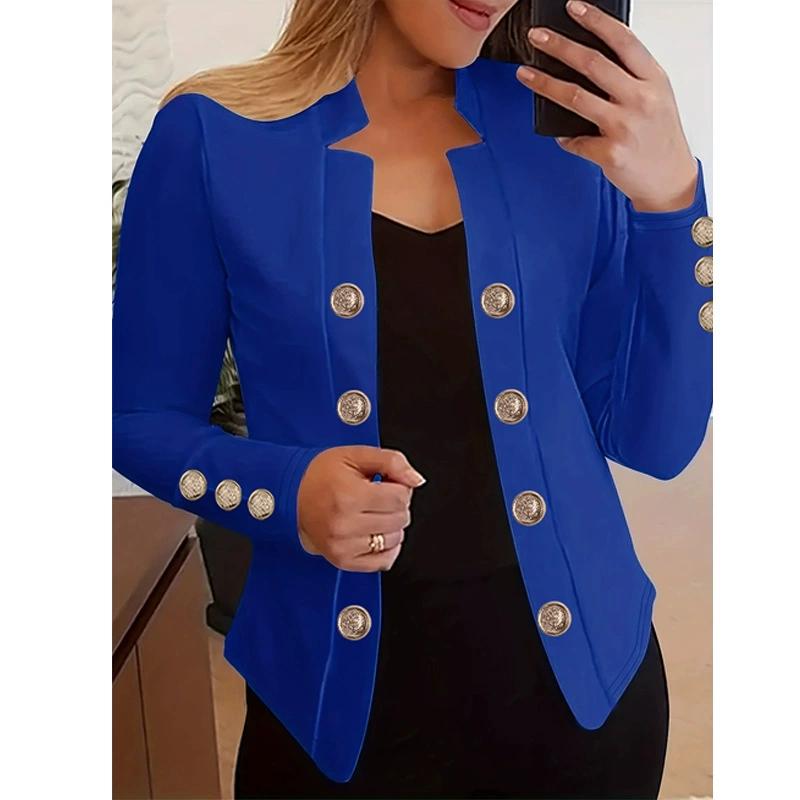 Women's Fashion Cuff Button Small Suit Double Button Cardigan Top