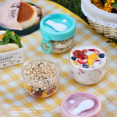 600ml Oatmeal Cup Visible Airtight Lid Thickened with Spoon Food Storage Portable Overnight Yogurt Milk Salad Breakfast Jar School Supplies