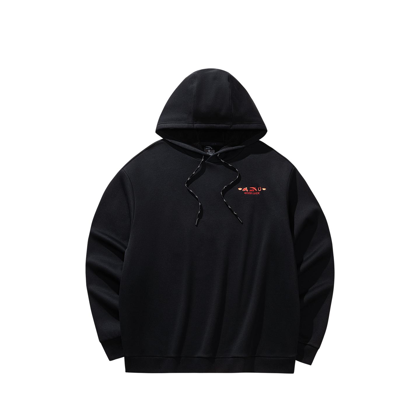 

Anta Повседневная Мода Спорт Универсальный Свободный Удобный Флис Толстый Теплый Худи Пуловер Толстовка Мужская толстовка Базовый-Черный 952618713-3 S