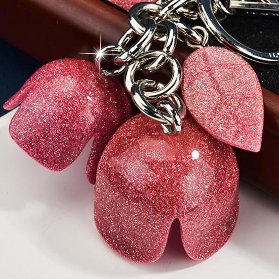 Keychain Pendant Resin Rose Bud Design Key Chain with Lobster Clasp Bag Charm Backpack Pendant Accessory