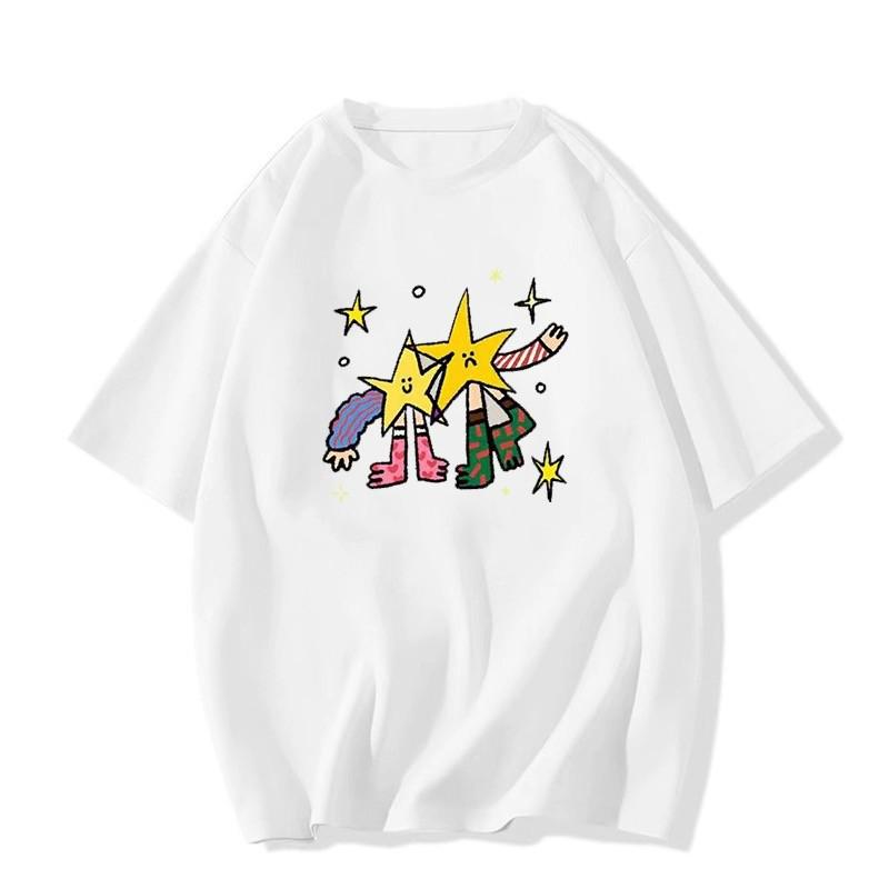 2025 Women's Loose-Fit Black Short Sleeve T-shirt – Pure Cotton, Trendy American Niche Design