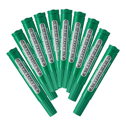 Mitsubishi Pencil Whiteboard Marker Medium Point Round Core Green 10 Pieces PWB4M.6