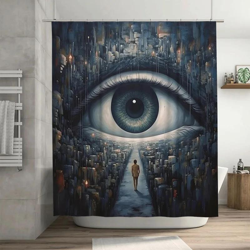 

Surreal Eye City Shower Curtain, Waterproof Fabric with Intricate Design for Unique Bathroom Decor, Adds Mystical Atmosphere W90XH180cm