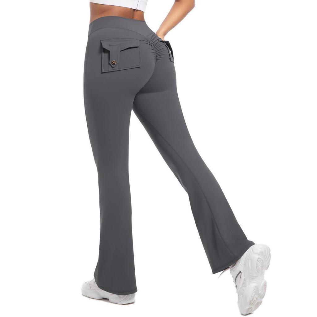 Damen High Waist Peach Cargo Leggings: Elastische, Hüfthebende, Schnelltrocknende Yogahose zum Laufen und für Fitness