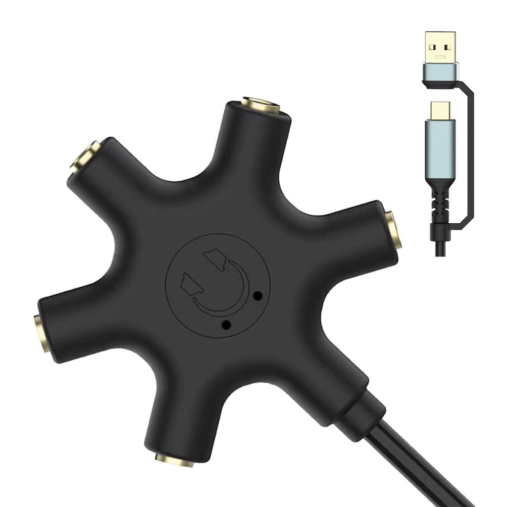 Type C/USB Splitter Adapter Cable Converters Cord Connection 5pcs 3.5mm Headphones or Simultaneously