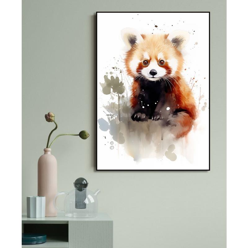 Red Panda Watercolor Arts Poster Print Canvas Art Pictures for Livng Room and Children Bedroom Home Decor Frameless Painting