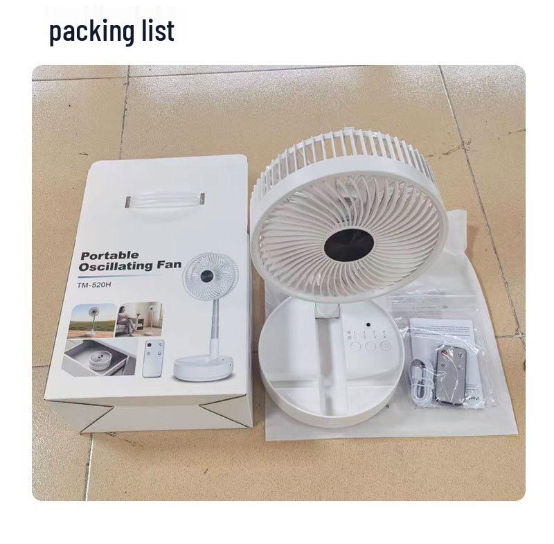 8-Inch Portable Folding Fan with Timer, Telescopic Swivel Head, USB Charging, Remote Control, for Household or Bedside Use.