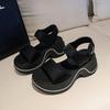 Beach Sandals Women's New Summer Leisure Vacation Stretch Cloth Muffin Platform Student Sports Sandals