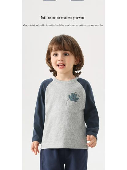 European Boys' Pure Cotton Long-Sleeve T-shirt, New Spring 2026 Toddler & Baby Base Layer