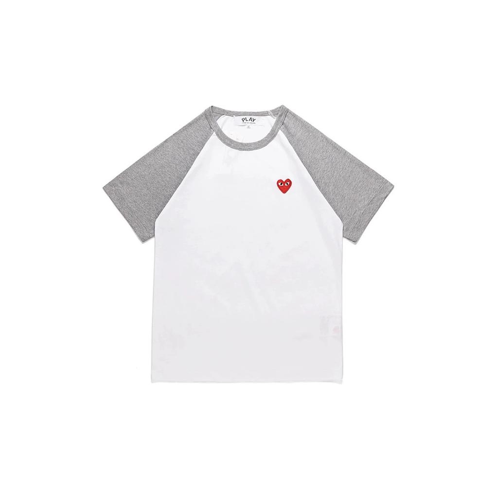 Spring and summer men's and women's same fashion trend striped Rei Kawakubo love printed crew neck T-shirt versatile