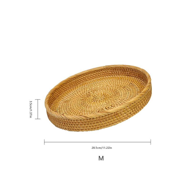 Handwoven Bamboo & Rattan Storage Tray