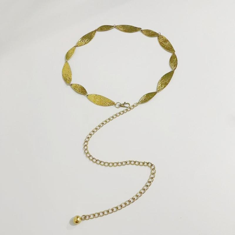 Stylish Antique Silver Tone Leaf Pattern Belt Chain Portable Fashion Accessory for Casual Outfits and Festival Wear
