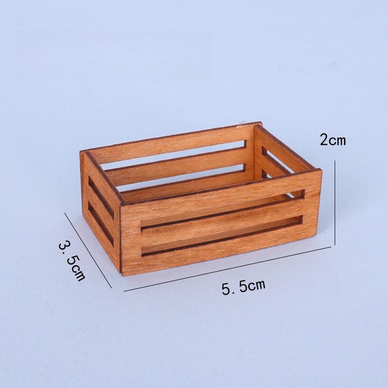 

1PC Mini Storage Baskets for Dollhouse Wooden Miniature Organizers for Warehouse Scene for Collectors and Hobbyists
