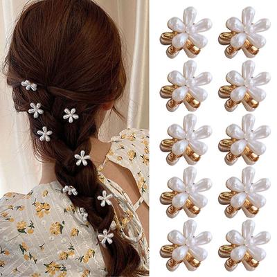 Exquisite Metall Blume Haar Krallen Luxus Imitation Perle Kleine Haar Clip Krabben Haarnadel Barrettes Für Mädchen Kinder Haar Zubehör