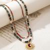 New handmade beaded sun pendant double-layer necklace design temperament trend neck chain
