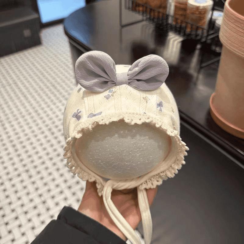 Sweet Princess Baby Bonnet for Spring & Autumn. Cute Cherry Decor,Fontanelle & Ear Protection,Windproof , Must-have Stylish Hat
