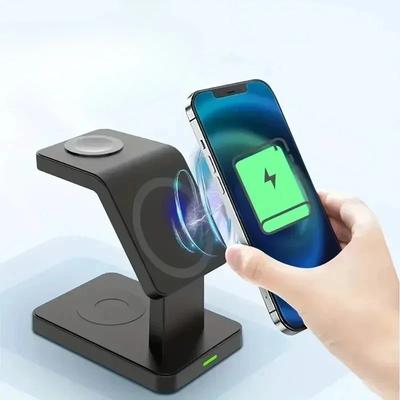 Магнитная беспроводная зарядка 3 в 1 для iPhone 17 16 15 14 13 12 Pro Max Apple Watch 10/9/8/7/6/5 Airpods Pro Станция быстрой зарядки