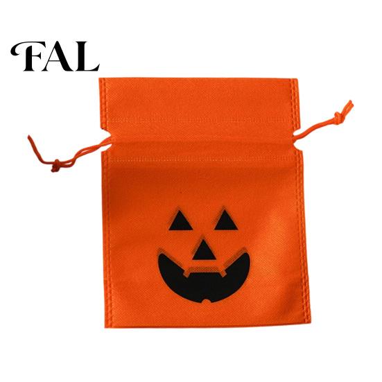 Halloween Pumpkin Bags for Kids 5 Pcs Treats Bag, Non-woven Fabric Candy Portable Snack Drawstring Goodie Party Favors Lightweight Totes Sweets