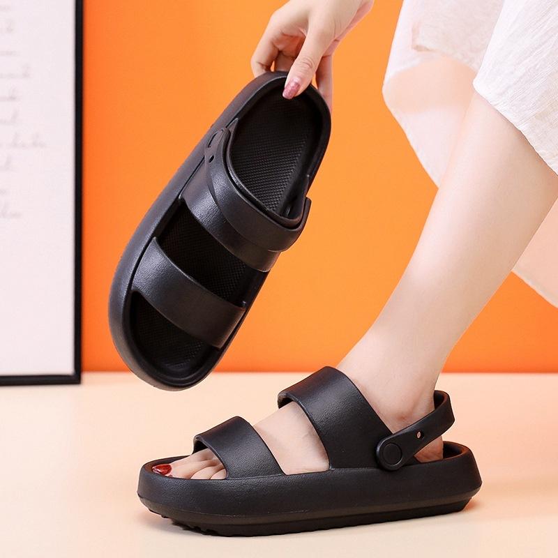 Fashion Smile Pop Summer Women Home Slippers With Snaps Outdoor Breathable Casual Sandals Women Non-slip Platform Beach Shoes Women