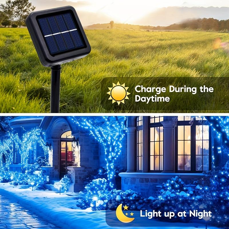 Guirlandes Lumineuses Solaires Féériques avec 50–300 LED – Étanches 5–30M Fil de Cuivre Guirlandes Clignotantes avec 8 Modes pour Clôture de Jardin Noël Décoration Extérieure