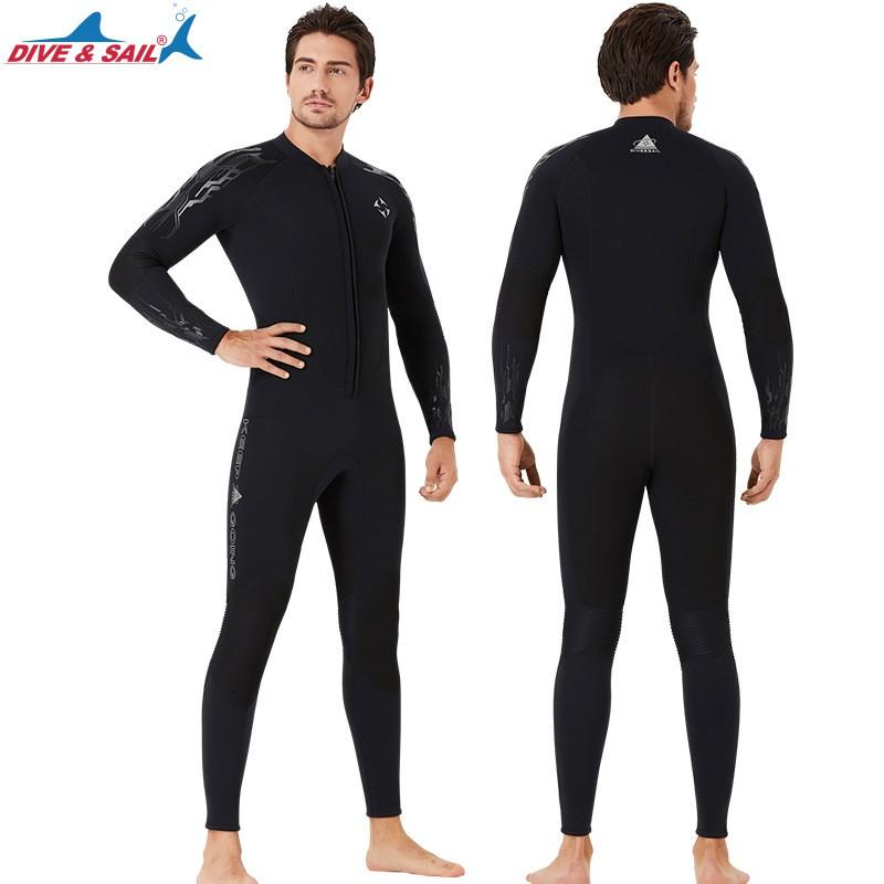 3MM Diving Suit Men's One-piece Long-sleeved Trousers Velvet Thermal Women's Surfing Jellyfish