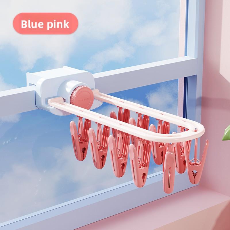 

Adjustable So Drng Ra Balcony Windproof Home Use Card Bule Sos Holder No Drilling Needed Multi-Purpose Laundry Aid