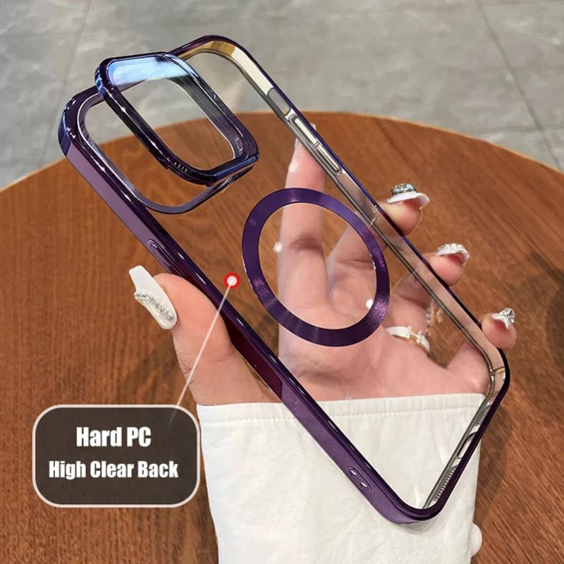 Μαγνητική Θήκη με Βάση για For Iphone 14 13 12 1 16 Pro Max 16 Plus για Βάση Ασύρματης Φόρτισης Διαφανές Κάλυμμα
