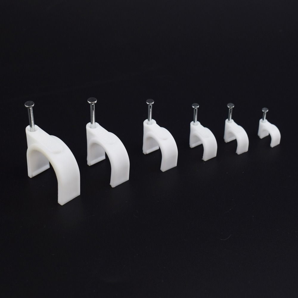 100Pcs Steel Nails Wire Clips 4-20mm Nail In Cable Clips Coaxial Nail Clamps  for Ethernet Cable
