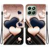 Handmade PU Leather Flip Case for Honor X6b Anti-Slip Shockproof Cover with Wrist Strap & Heart/Rose Cat Designs
