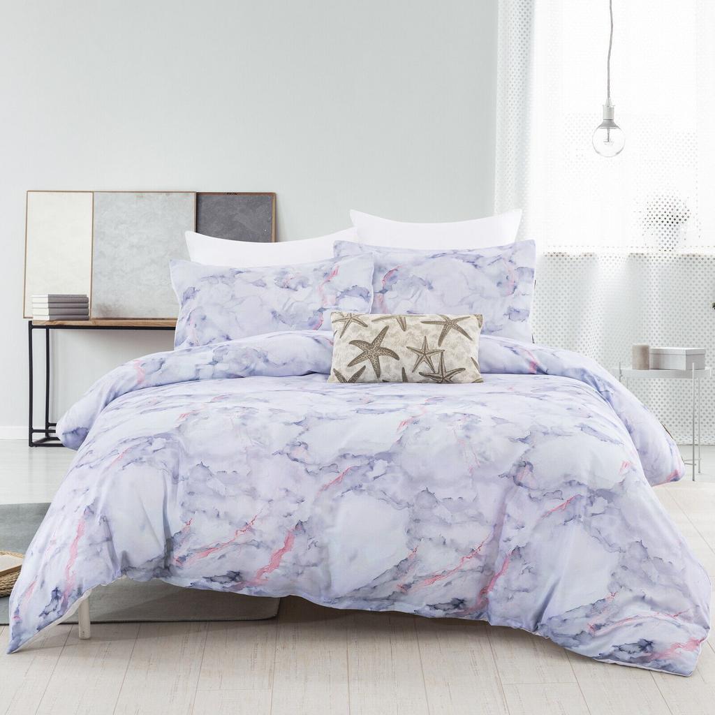 Marble Floral Quilt Doona Duvet Cover Set All Size Soft Pillowcases Bedding Set