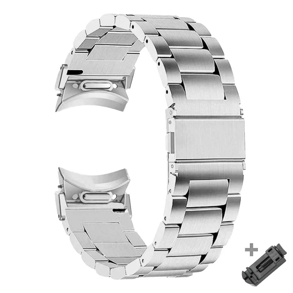 

Быстросъемный ремешок из нержавеющей стали для Samsung Galaxy Watch 6 4 5 pro 40 44мм 45мм 42 46мм ремешок без зазора для watch6 classic 43мм 47мм Galaxy watch 6 40mm серебряный