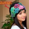 Women's Bohemian Floral Hat - Lightweight Elastic Stretch Fit, Handmade Crochet Design with Multicolor Flowers Breathable Summer