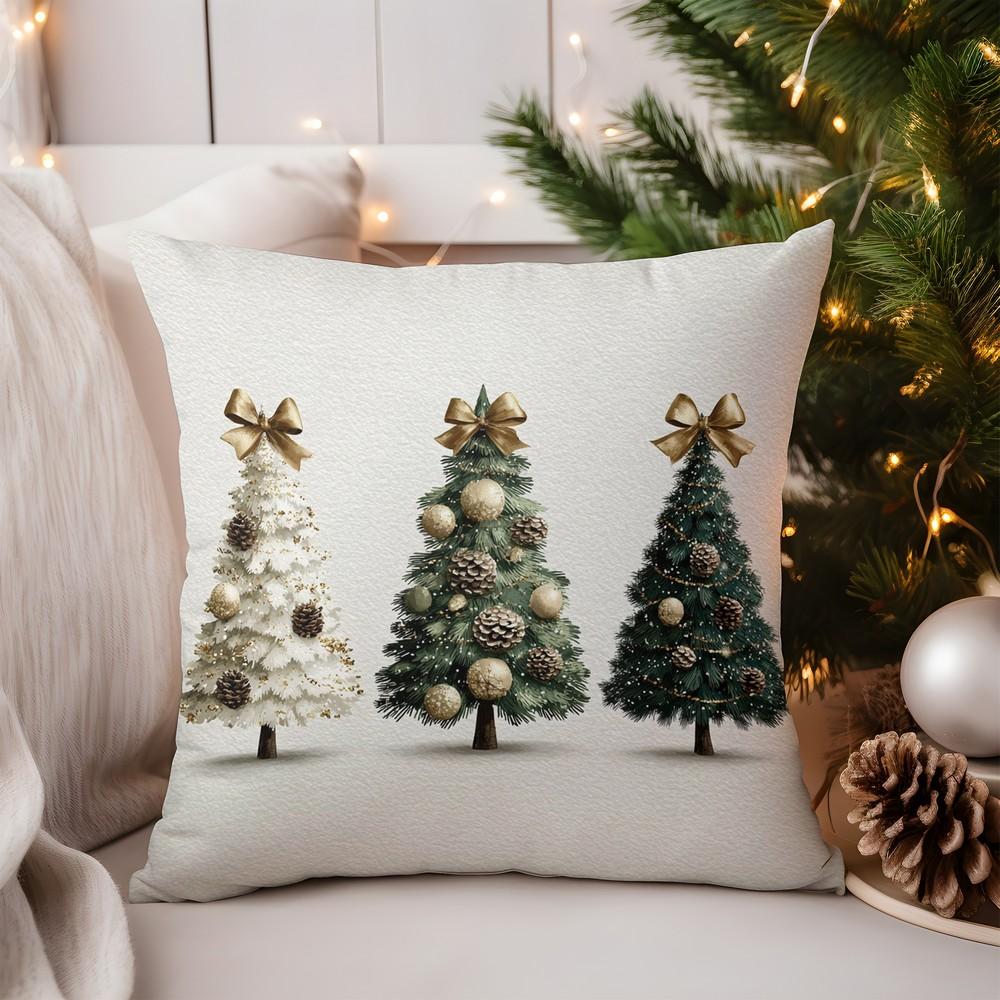 Home Decor Christmas Trees and Snowflakes Throw Pillow Pattern Cushion Cover Suitable for Sofa Bedroom Car Pillow Cover