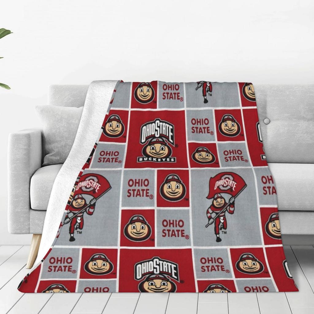 Ohio State University Blanket Soft and Warm Flannel Blanket Multifunctional Four Seasons Blanket Gift Blanket