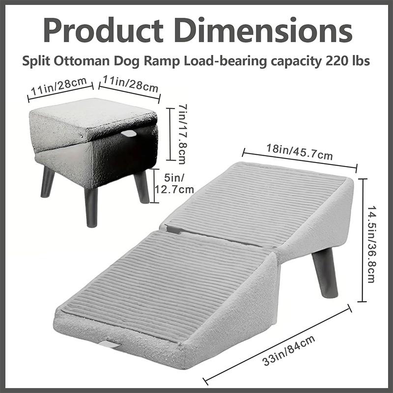 Large Pet Steps, 13.8" High, Lightweight and Foldable, Split Ottoman Design Dog Ramp for Beds and Couches