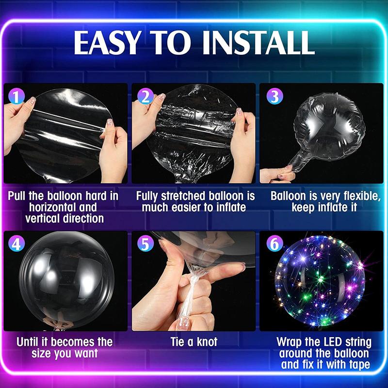 10Pcs Led Luminous Bobo Balloons with Light String Clear Balloon Festival Decor Birthday Wedding Party Supplies Baby Shower