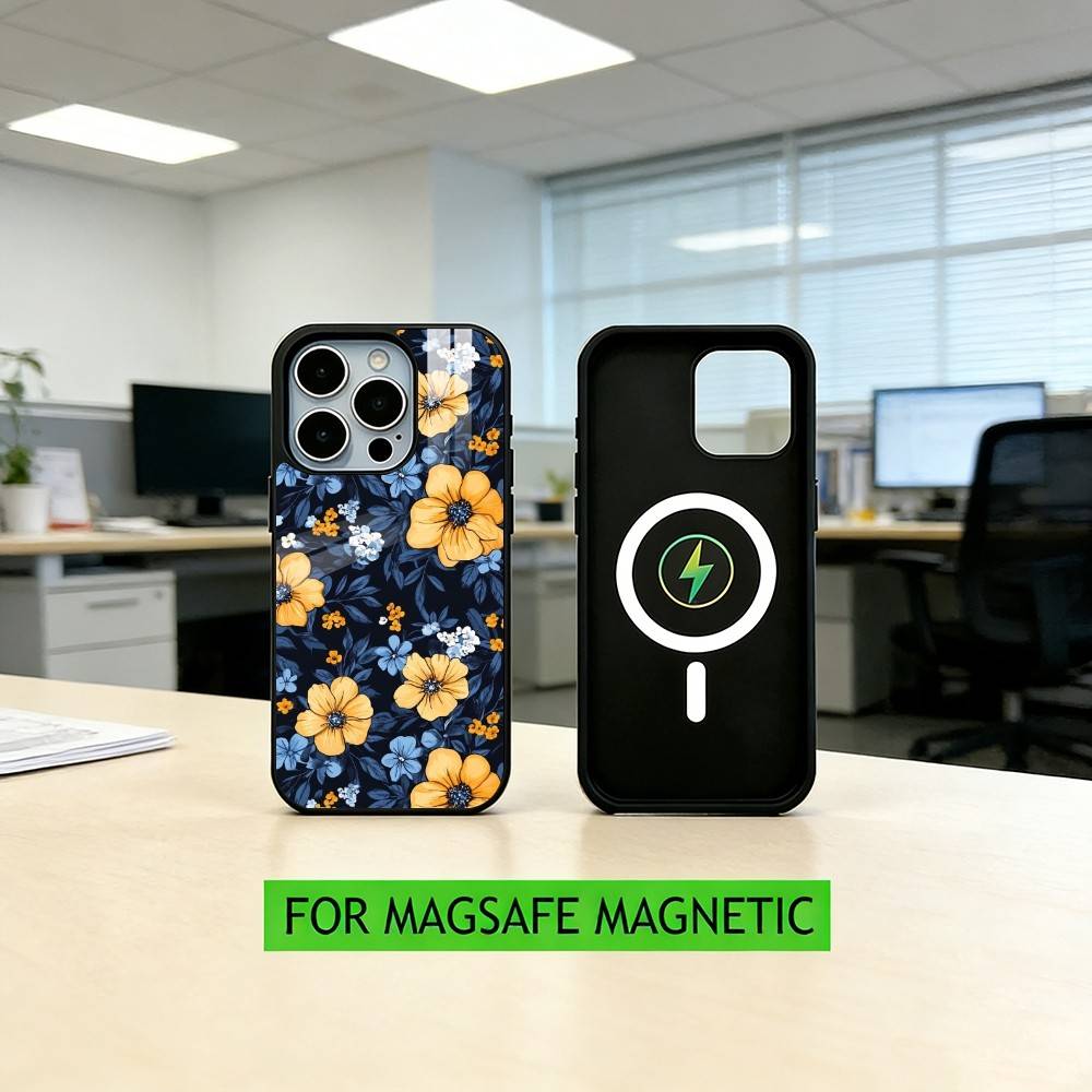 F-flowers Phone Case For iPhone17,16,15,14,13,12,11 Plus,Pro Magnetic with Magsafe Wireless Charging iPhone14Plus