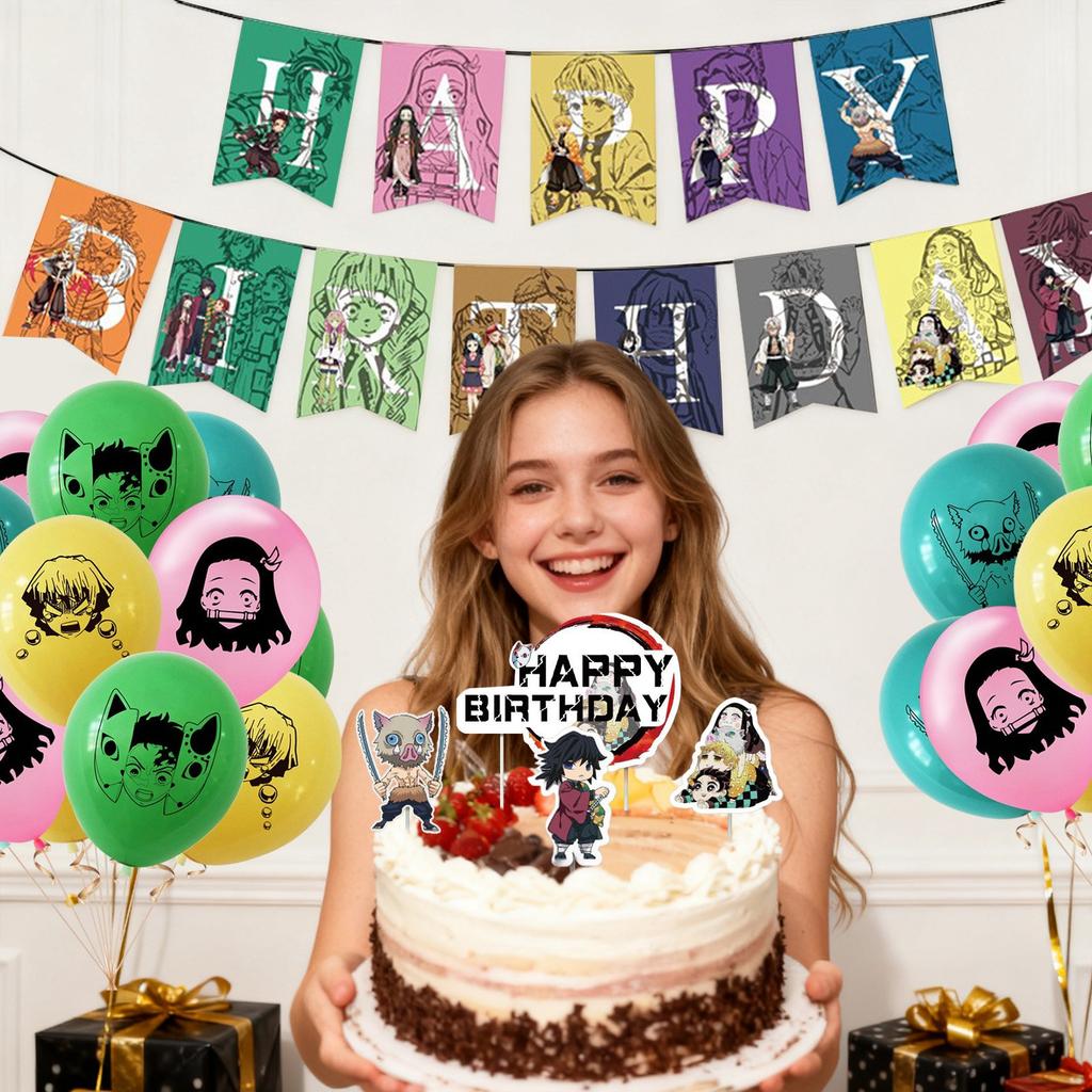 Décorations de fête sur le thème de l'anniversaire, Bannières, Drapeaux, Gâteaux et Ensembles de drapeaux