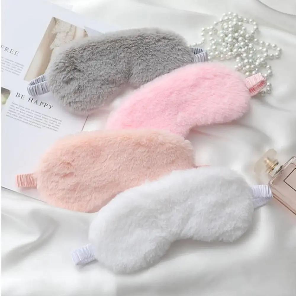 Comfortable Cute Cloud Eye Cover Soft Sleeping Mask Faux Rabbit Fur Silk Eye Masks